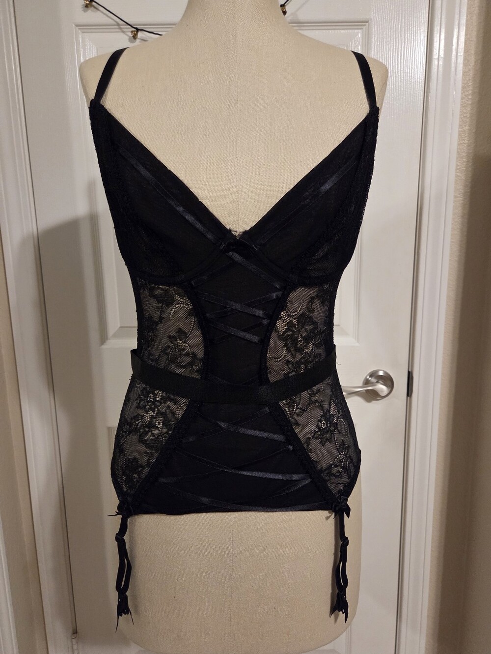 Adore Me Black Lace Corset Bustier with Garters